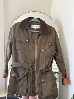 Private White V.C. Twin Track jacket in Olive Green with Corduroy Collar